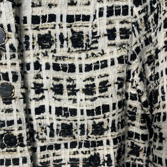 NWOT Vici White Gold Black Emme Tweed Pocketed Blazer Jacket Sz Medium - Picture 8 of 16